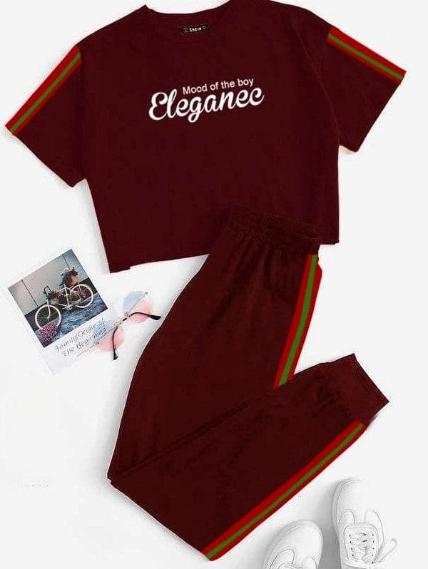 Elegance Strip Crop Track Suit, Women's Soft Sports, Comfortable Pant Sportive Track Suit Elegance Strip Crop Track Suit, Women's Soft Sports, Comfortable Pant Sportive Track Suit